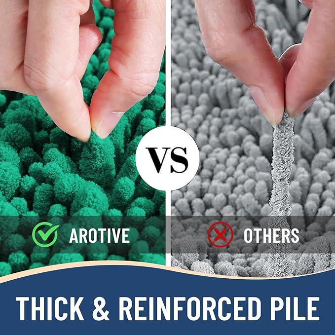 Arotive Luxury Chenille Bathroom Rug Mat, Extra Soft Thick Absorbent Shaggy Bath Rugs, Non-Slip Machine Wash Dry, Plush Bath Mats for Bathroom, Shower and Tub, 30x20, Emerald - ModernBath