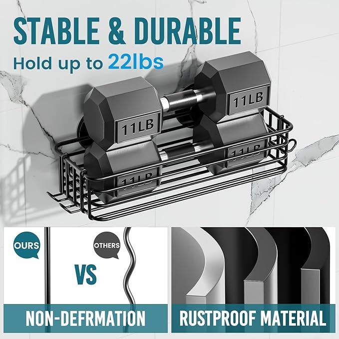TAILI Shower Caddy Suction Cup 2 Pack with Hooks & Soap holder, Heavy Duty Shower Organizer for Bathroom, No Drilling Bathroom Organizer with Large Capacity, Black Metal Storage Basket - ModernBath