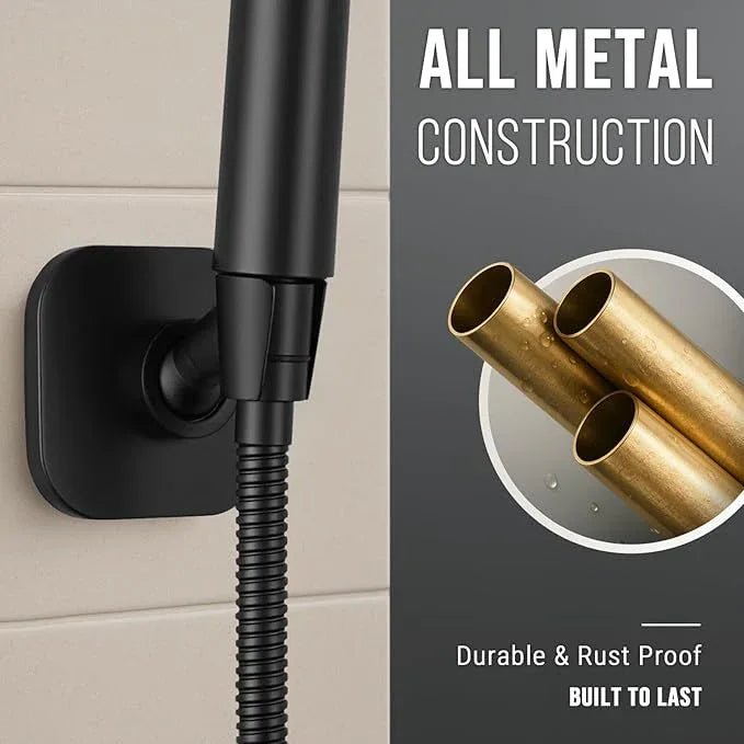 G-Promise All Metal Handheld Shower Head Holder, Adjustable Wall Mount Shower Wand Bracket, Strong Adhesive Disc Mount or Drill Installation (Matte Black) - ModernBath