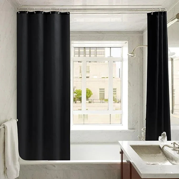 Nasitos Shower Curtain Liners 2 Pack - W36 x H72 - Washable & WaterResistant Fabric Bath Shower Liners for Narrow Stall, Stand Up Shower Stall, RV, Camper (Black, Included Magnet) - ModernBath