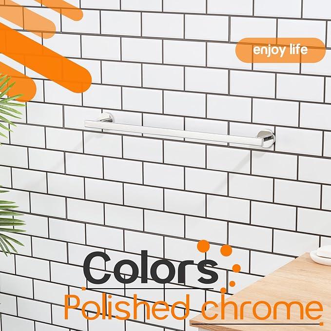 20 Inch Bathroom Towel Bar Bath Towel Rack Kitchen Towel Holder Towel Shelf Wall Mounted SUS304 Stainless Steel Polished Chrome AN4001CH-L20 - ModernBath