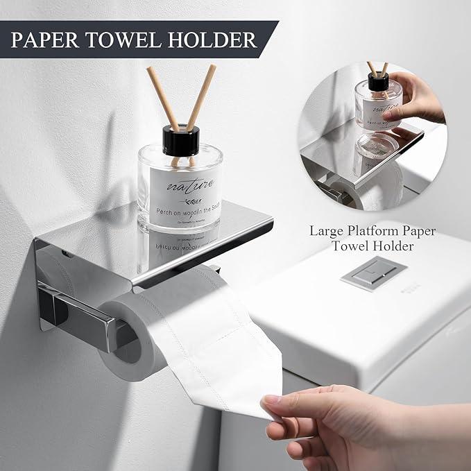 TURS 4-Piece Bathroom Hardware Set Bath Towel Bar Set 24 Inch Towel Holder Set for Bathroom Wall Mounted Stainless Steel Bathroom Accessories Set Polished - ModernBath