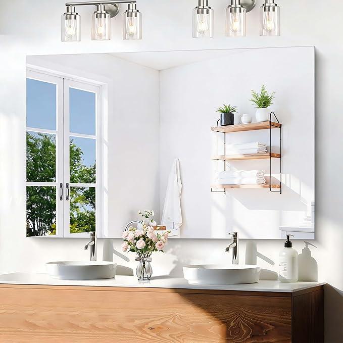 KOCUUY Large Frameless Mirror, 55x36 Inch Rectangle Bathroom Vanity Mirror for Over Sink, Upgraded Shatterproof Unframed Design for Bedroom, Living Room, Entryway - ModernBath
