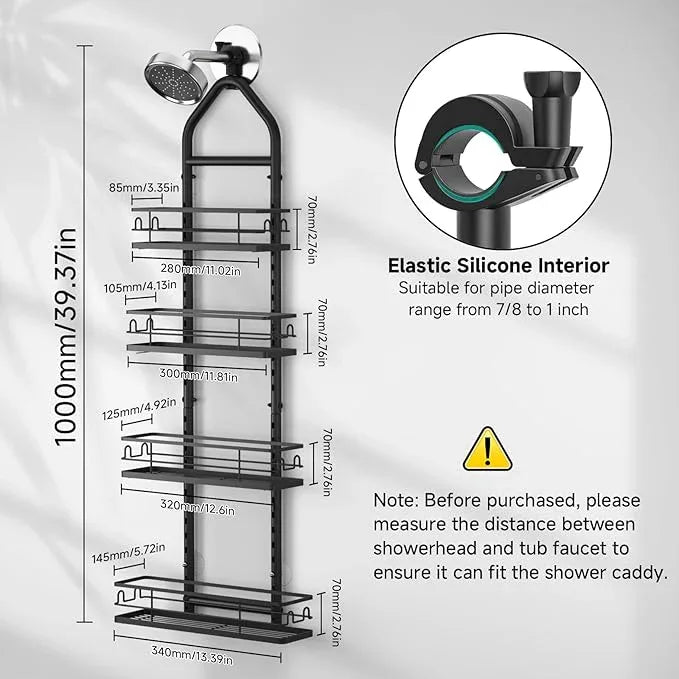 XDMsuxd Shower Caddy Hanging Rustproof, 4 Tier Adjustable Hanging Shower Caddy Over Showerhead, No Drilling Handing Shower Racks for Bathroom Shampoo Soap Storage - ModernBath