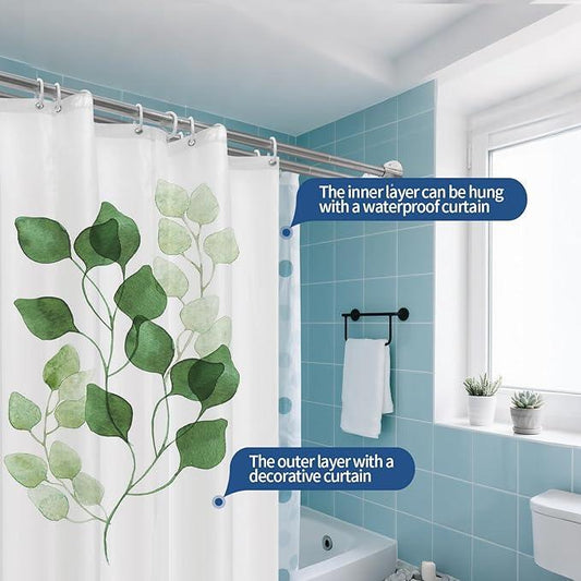 Anndason Double Shower Curtain Rod 28 to 75 Inches Elegant Double Shower Rod Adjustable Wall Mounted Double Shower Curtain Pole for Bathroom (Silver, 28 to 75") - ModernBath