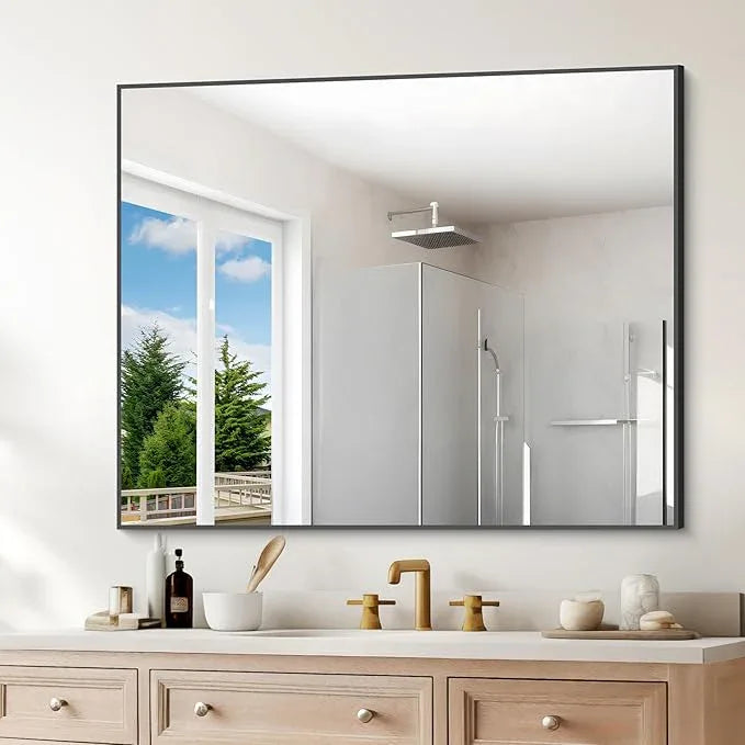 DESBING Black Bathroom Mirror for Wall, 30x36 Inch Rectangle Mirrors with Metal Frame, Modern Vanity Wall Mirror Decor for Entryway Hangs, Bathroom Living Room Horizontal or Vertical - ModernBath