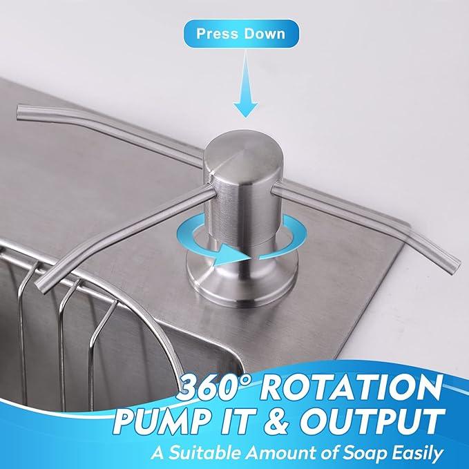 CREA Dish Soap Dispenser for Kitchen Sink, Built-in Countertop Set with 39" Tube & 17oz Bottle, Stainless Steel Pump - ModernBath