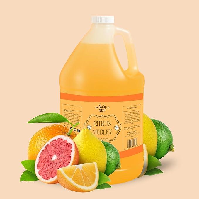 RKGodisGoodLK CITRUS MEDLEY Thick Hand Soap with Organic Ingredients – 1 Gallon Refill (128 fl oz / 3.78 L), Castile Liquid Soap with Aloe Vera & Essential Oils, Natural Moisturizing Hand Wash - ModernBath