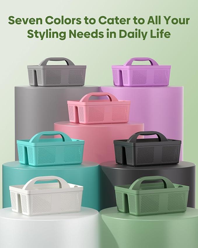 MLIKLU 4 Pack Portable Shower Caddy, Integrated Handle, Reinforced Plastic, Quick-Dry Ventilation Holes, Multi-purpose Storage Basket for Home, Dorm and Bathroom, Kitchen, Under Sink Storage, White - ModernBath