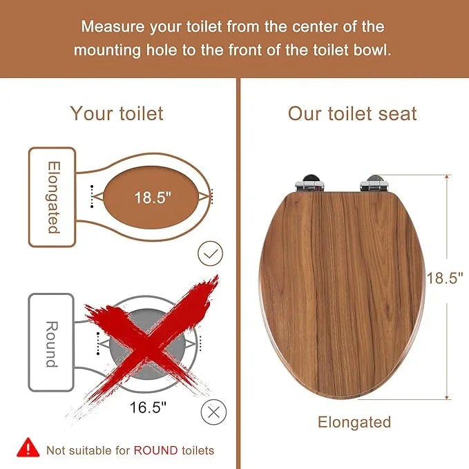 Elongated Toilet Seat Molded Wood Toilet Seat with Quietly Close and Quick Release Hinges, Easy to Install also Easy to Clean by Angol Shiold (Elongated, Natural) - ModernBath