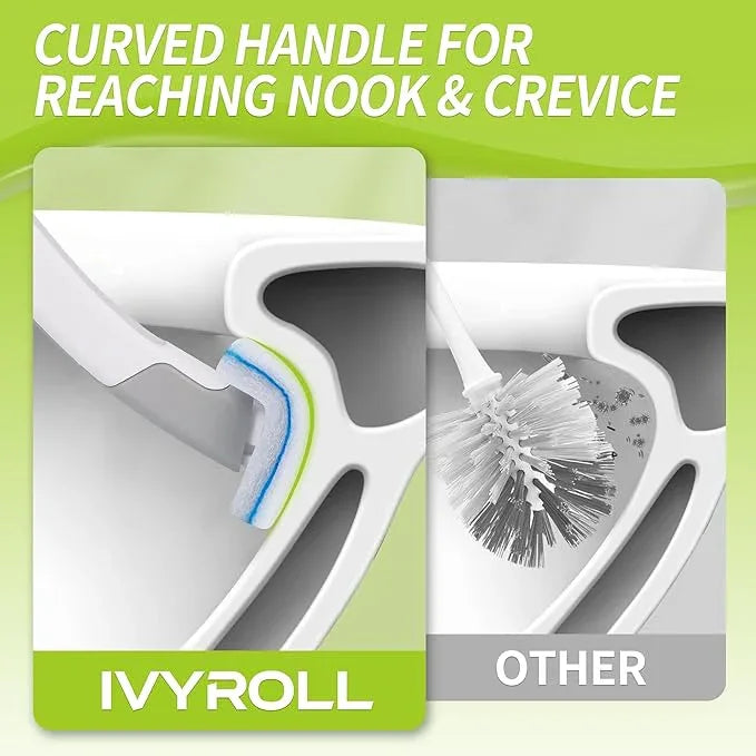 IVYROLL Toilet Bowl Cleaner Wand with 14 Refills, Disposable Toilet Brush Set with Holder, Cleaning System Starter Wand Kit, Bathroom Cleaning Set - ModernBath