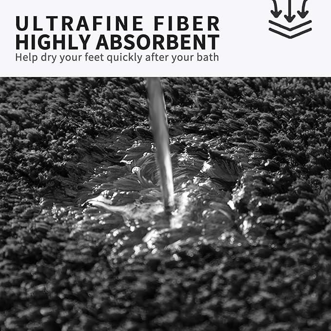 FIFU Bathroom Runner Rug 24" W x 60" L, Bath Mats for Bathroom, Bedroom & Kitchen, Non-Slip Rubber Latex Backing, Comfort & Soft Shower Bathmat & Carpet for Sink, Home & Hallways, Black - ModernBath