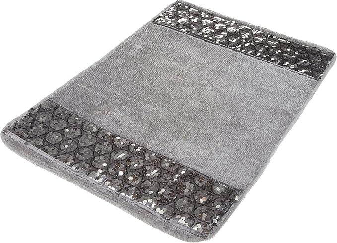 Zahari Home Sinatra Modern Bathroom Rug Classic Luxury Bath Rug Contemporary Decor Silver Bath Mat for Shower Unique Design Stylish Bathroom Rug Bath Shower Tub Decor Bling Silver - ModernBath