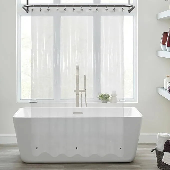 Mrs Awesome Clear Shower Curtain Liner Medium Weight - Shower Curtain Plastic with 3 Magnets for Bathroom, 71x72 - ModernBath