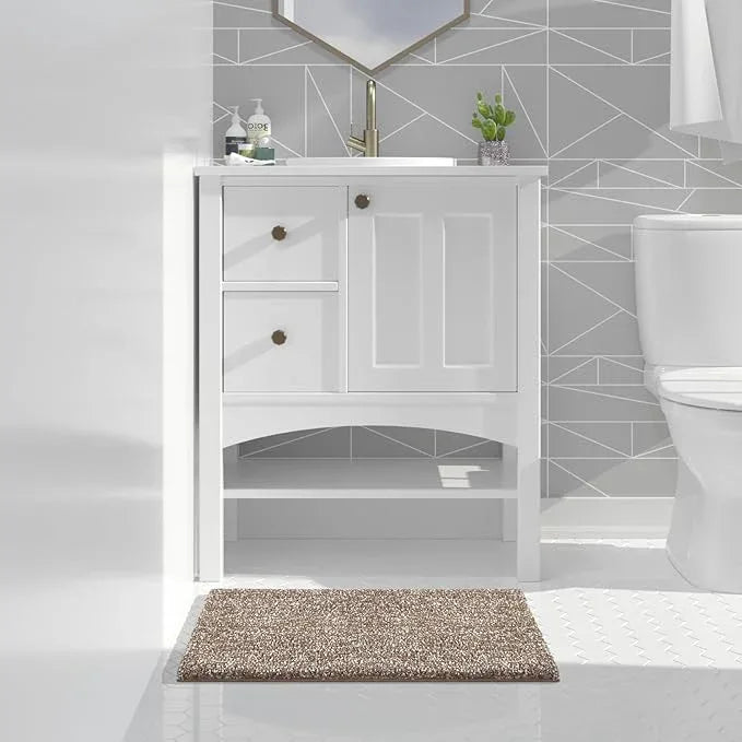 Yimobra Bathroom Rugs Non Slip Washable Ultra Soft Absorbent Microfiber Bath Mat, Dual-Tone Decor Rug with Rubber Backing for Bathroom Floor, Tub and Shower,24x17,Home Essentials,Brown and White - ModernBath