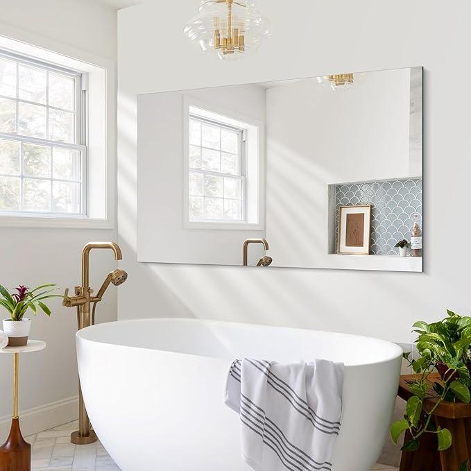 CILIBER Frameless Mirror, 30x48 inch Rectangle Bathroom Mirrors for Wall, Upgraded Shatterproof Large Vanity Mirror Over Sink with Polished Edge for Bathroom,Bedroom,Living Room and Entryway - ModernBath