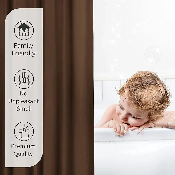 Gibelle Brown Fabric Shower Curtain or Liner, 72x72 Waterproof Shower Curtain Liner for Bathroom with Metal Grommets, Soft Cloth & Hotel Quality, Machine Washable - ModernBath