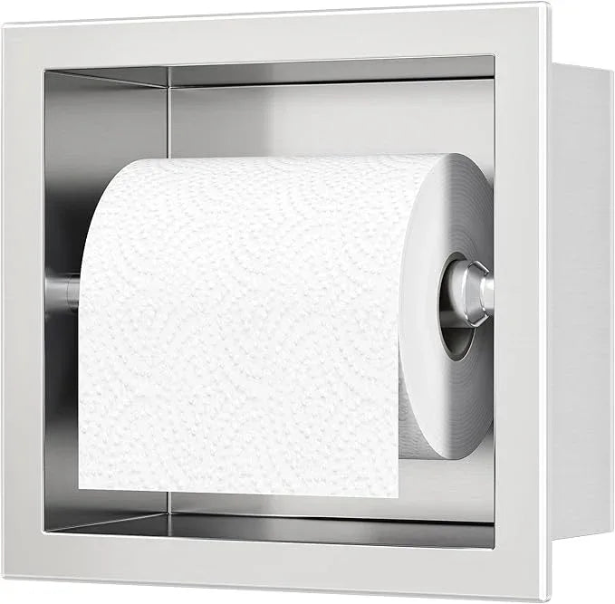 Toilet Paper Holder, SUS 304 Stainless Steel Recessed Toilet Paper Holder Built-in, in Wall Toilet Paper Wall Holder for Bathroom, Brushed Nickel - ModernBath