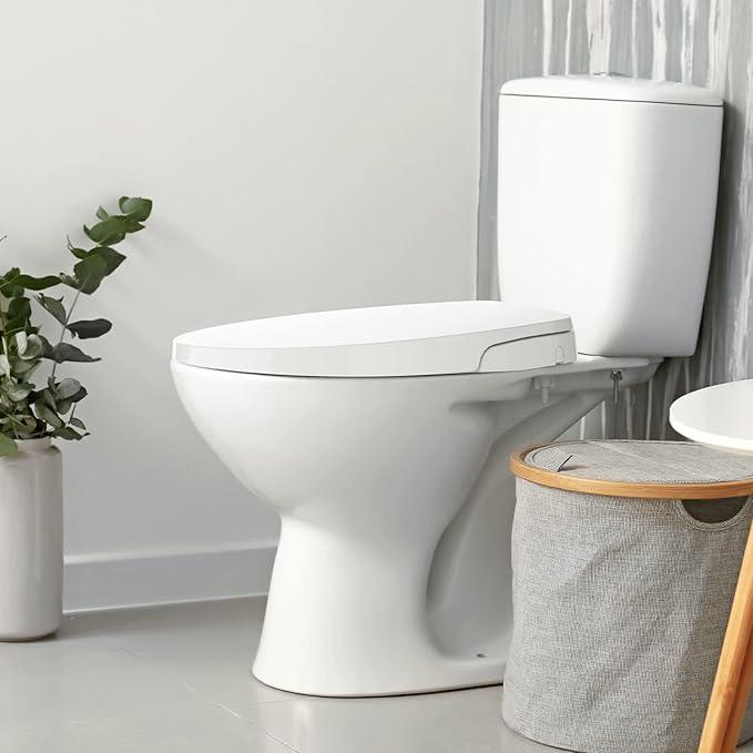 Round Bidet Seat with Dual Nozzle, Non Electric Toilet Bidet Attachment for Hygiene and Bathroom Use, Adjustable Water Stream and Self Cleaning Nozzles, PP Toilet Seat for Home - ModernBath