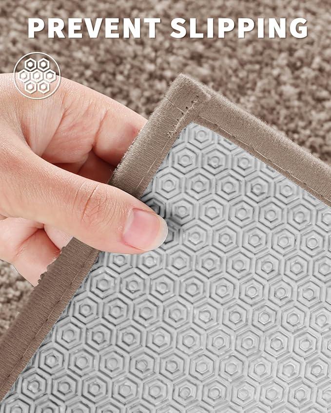 Yimobra Long Bathroom Rug Non Slip Washable, Soft Absorbent Microfiber Bath Mat, Dual-Tone Decor Rug with Rubber Backing for Bathroom Floor Tub and Shower,44x24,Home Essentials,Brown and White - ModernBath