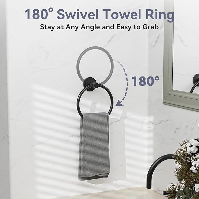 Matte Black Towel Bar Set, 24 Inch Bathroom Hardware Set, Wall Mounted Bathroom Towel Holder Set, Modern Bathroom Accessories, Durable SUS304 Stainless Steel, 4-Piece - ModernBath