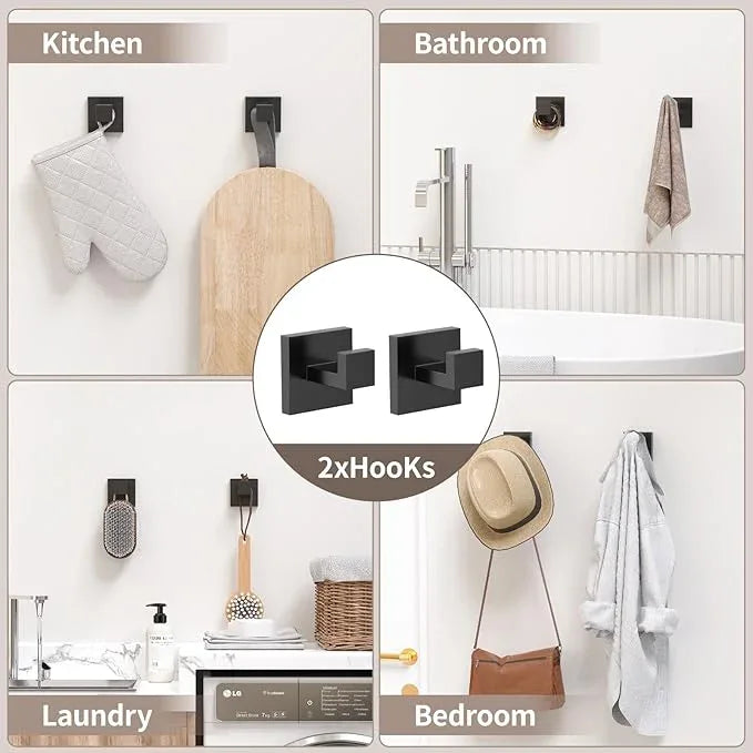 23.6 Inch SUS304 Stainless Steel Bathroom Hardware Set - 10-Piece Wall-Mounted Towel Bar, Holder & Racks - Matte Black - ModernBath