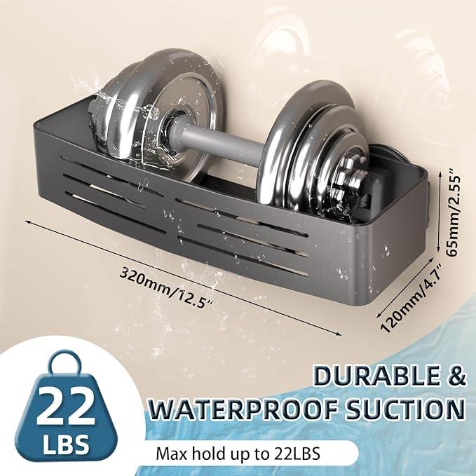 Onemake Shower Caddies Suction Cup, 2-Pack Removable Bathroom Shelf, Shower Organizer with Portable Hooks, Shower Caddy Corner Waterproof Holder with Towel Bar, Gray - ModernBath