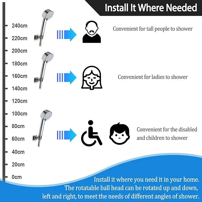 Shower Head Holder All Metal Handheld Shower Wand Bracket Adhesive Shower Wall Mount Holder Brass Shower Spray Holder Brushed Nickel, Drill Free Glue Installation - ModernBath