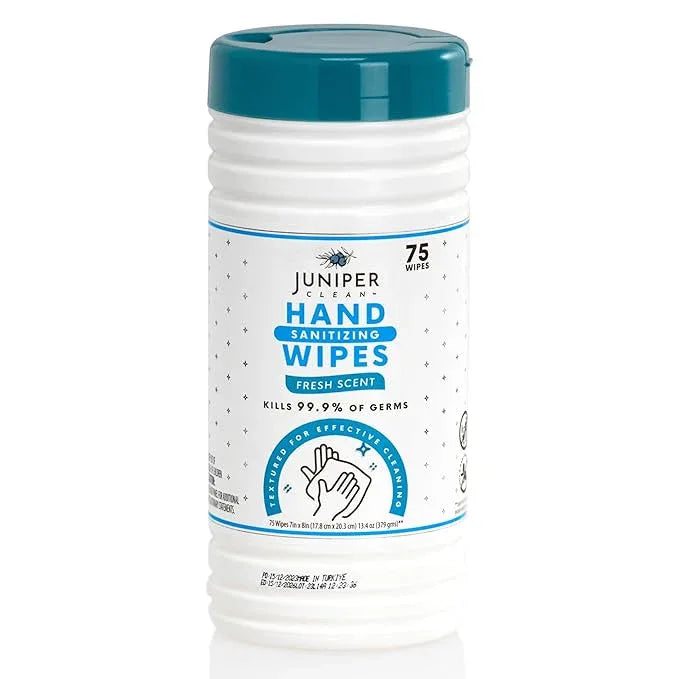 Juniper CLEAN, 4 Pack Hand Sanitizing Wipes, 300 Count Canister Disposable Hand Sanitizer Wipes, Fresh Scent, Lint Free & Durable - ModernBath