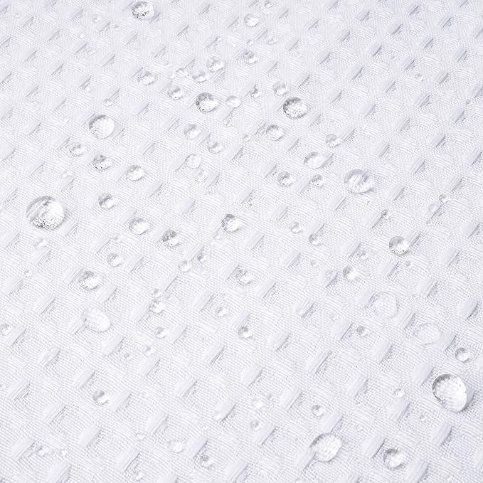 River Dream Extra Long Shower Curtains No Hooks Waffle Weave Shower Curtain with Snap in Liner - 71W x 86H,Hotel Grade,Spa Like Bath Curtain,White - ModernBath