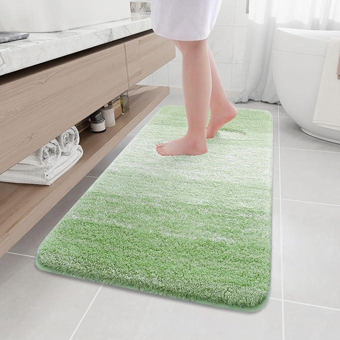 Arotive Microfiber Bathroom Rugs, Shaggy Soft and Absorbent Bath Rug, Non-Slip, Thick Plush Machine Washable Dry Bath Mats for Bathroom, Tub and Shower, 47x24, Sage Green, Rectangular - ModernBath