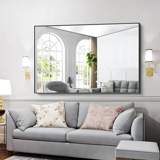 DESBING Black Bathroom Mirror for Wall, 60x36 Inch Rectangle Mirrors with Metal Frame, Modern Vanity Wall Mirror Decor for Entryway Hangs, Bathroom Living Room Horizontal or Vertical - ModernBath