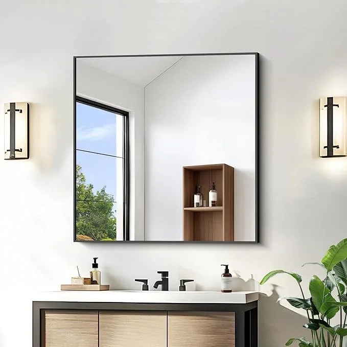 KOCUUY Bathroom Mirror,30x30 Square Black Mirror with Aluminum Metal Frame,Black Vanity Wall Mirror Modern Home Decor for Bathroom, Living Room, Farmhouse and Entryway - ModernBath