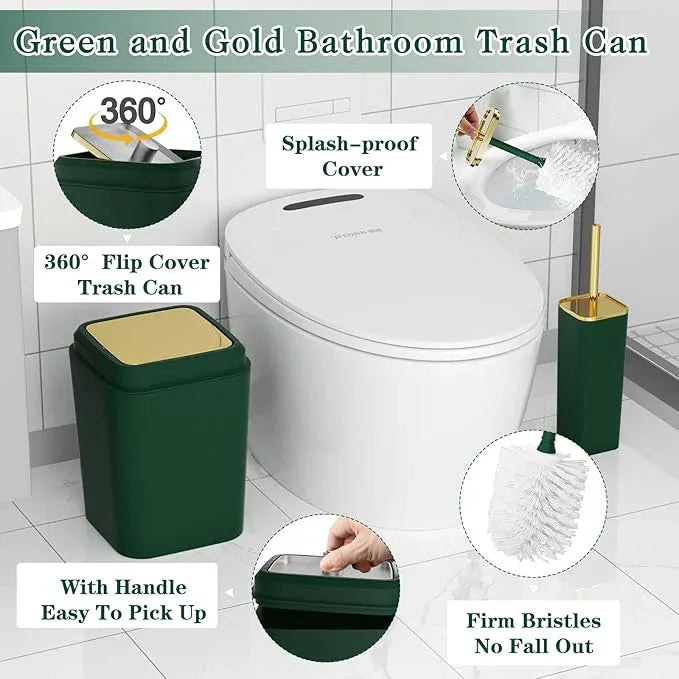 XLHOMO Bathroom Set - Dark Green Bathroom Sets with Shower Curtain and Rugs, 24PCS Shower Curtain Set with Hooks, Soap Dispenser, Soap Dish, Toilet Brush Holder and Trash Can for Housewarming - ModernBath