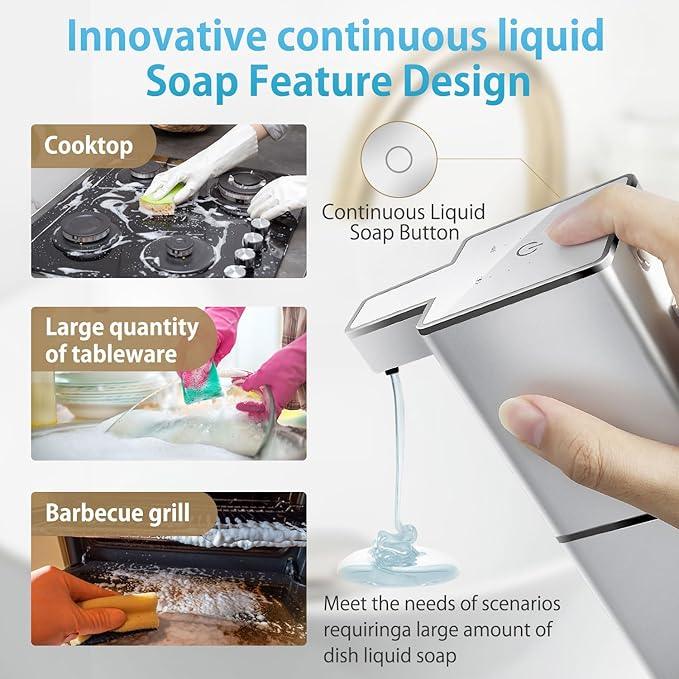 JEMISUN Automatic Liquid Soap Dispenser Touchless Soap Dispenser 380ml/12.8oz Rechargeable, Wall Mounted,4 Levels Adjustable Auto Soap Pump for Bathroom Kitchen Dish Soap - ModernBath
