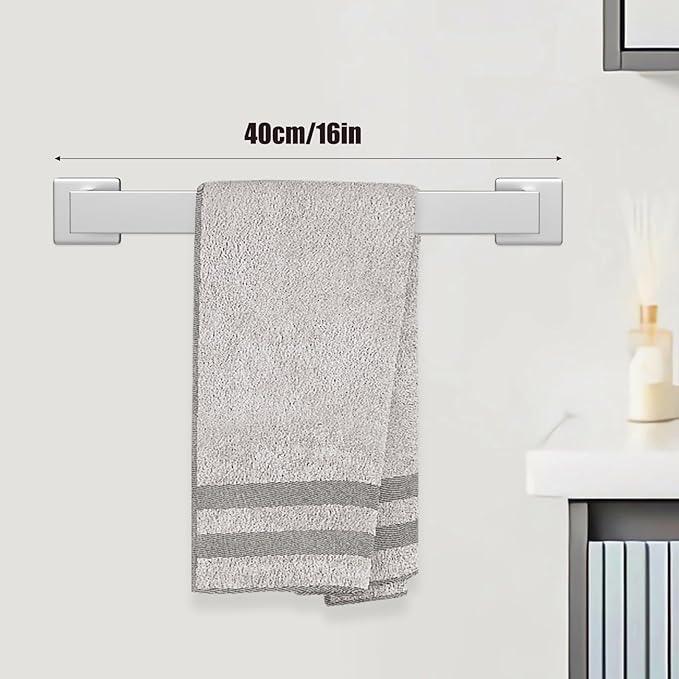 5 Piece Brushed Nickel Towel Bar Set Bathroom Hardware Set Brushed Nickel Bathroom Accessories Set with 2 Towel Hook, Stainless Steel Wall Mounted Bathroom Towel Rack Set Square 16-Inch - ModernBath
