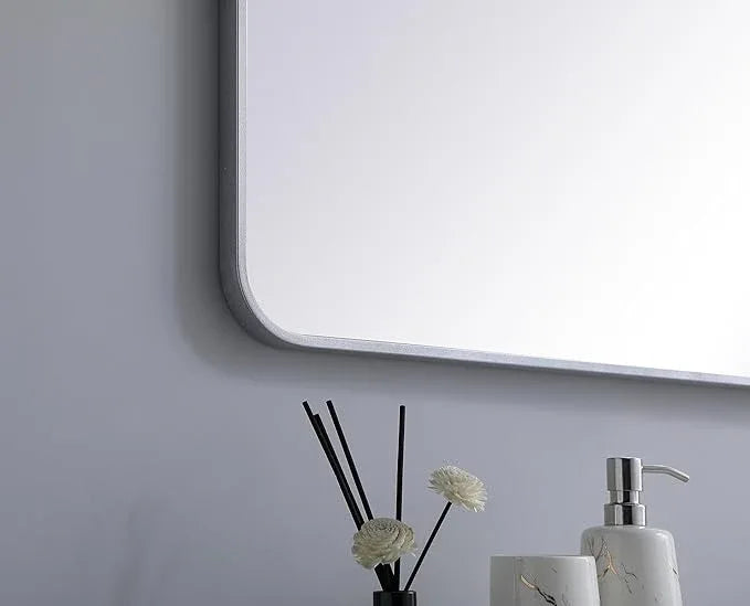 ARS Concepts Aura, Soft Corner Metal Rectangular Mirror 30X60 Inch in, Modern, Silver - ModernBath