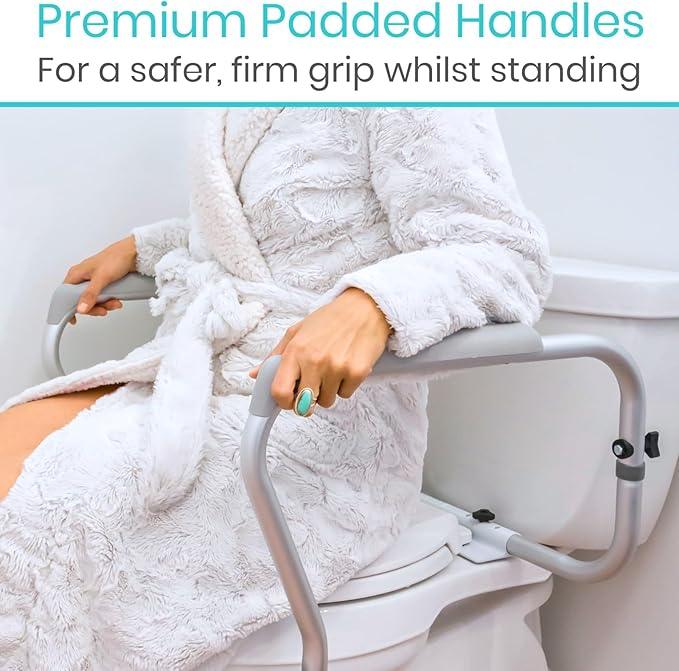 Vive Toilet Safety Rails for Seniors - Adjustable Grab Bars for Toilet - Toilet Safety Frame - Toilet Assistance for Elderly & Disabled - Toilet Seat with Handles - Bathroom Assist Bar Support Aid - ModernBath