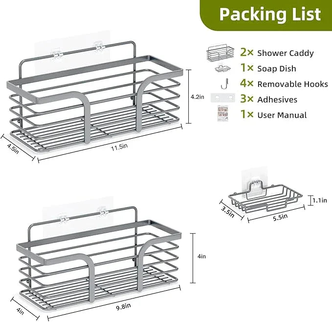 Yougai 3 Pack Shower Caddy Organizer Shelf Rack, Rustproof Corner Bathroom Storage Organization, Wall Mount Adhesive Shower Organizer With Soap Dish For Bathroom Storage&Home Decor&Kitchen-Dark Grey - ModernBath