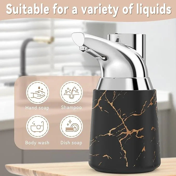 Greatmay Adjustable Automatic Soap Dispenser Touchless, Ceramic Material，4 Adjustable Levels， Type-c Rechargeable Operated Sensor Liquid Soap Pump，Touch-Free Hand Sanitizer Dispenser - ModernBath
