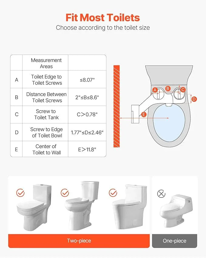 VEVOR Bidet Attachment for Toilet, Self-Cleaning Bidet Toilet Seat Attachment - Dual Retractable Nozzles, Adjustable Water Pressure, Easily Installed Cold Water Sprayer for Rear Feminine Wash, White - ModernBath