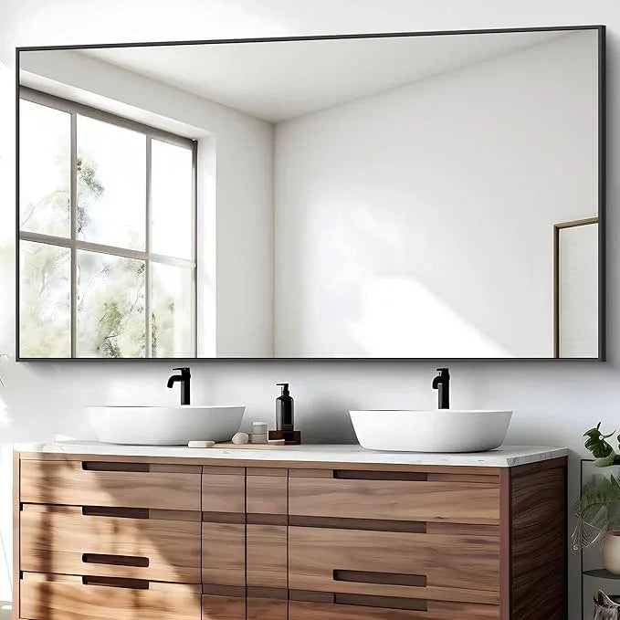 BONEWEI Bathroom Mirror,30x60 inch Large Wall Mirror for Bathroom Wall Mounted Black Rectangle Corner Mirrors,Black Bathroom Mirror for Living Room,Farmhouse,Bedroom Entryway,Horizontal/Vertical - ModernBath