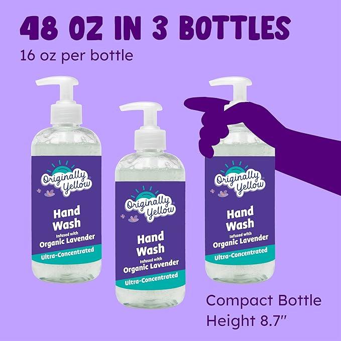 Originally Yellow Plant-Based Hand Soap All Natural Infused with Organic Lavender | Gentle Natural Hand Soap | Pet & Baby-Safe Soap, 16 Fl Oz (3-Pack) - ModernBath