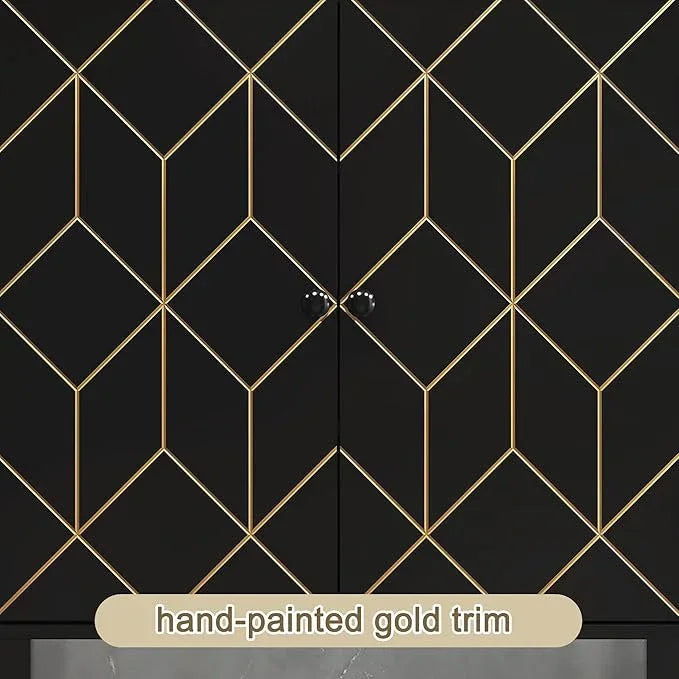 Over The Toilet Storage Cabinet with Gold Trim, Modern Bathroom Organizer Over Toilet with Adjustable Shelves and Toilet Paper Holder for Bathroom (Black) - ModernBath