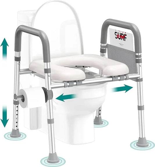 Soundfuse Toilet Seat Risers for Seniors, Raised Toilet Seat with Handles, Adjustable Height & Width, Cozy Padded 400lb Elevated Toilet Seat, Fit Any Toilet - ModernBath