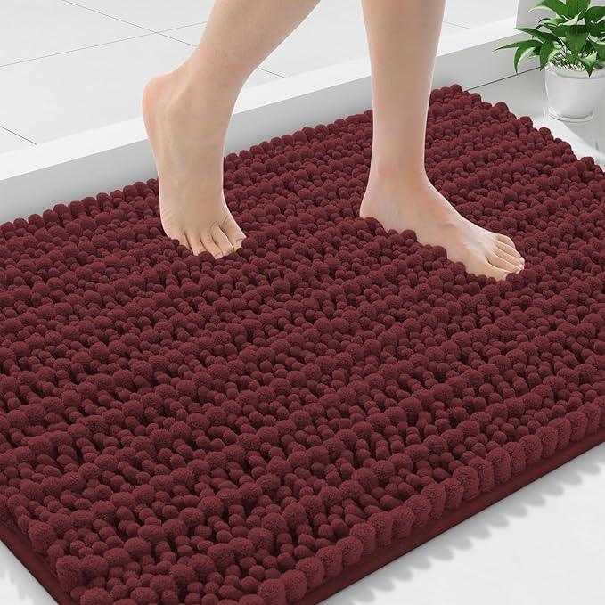 Smiry Bathroom Rugs Mat 36x24, Extra Soft Absorbent Chenille Bath Rugs, Non Slip Rubber Backing Machine Washable Quick Dry Bath Mats for Bathroom Floor, Tub, Shower, Home Accessories, Caramel Red - ModernBath
