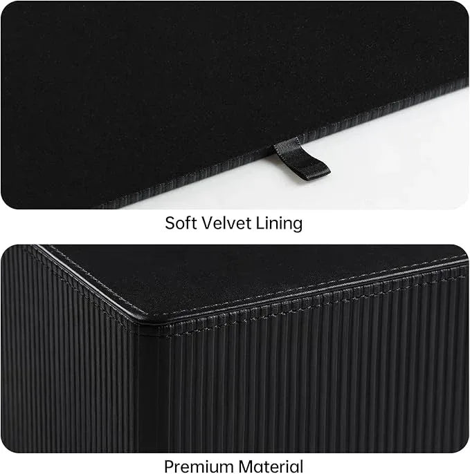 Cretkhp PU Leather Tissue Box Cover Rectangle with Magnetic Closure, Modern Tissue Box Holder for Bathroom NightStands Livingroom, Decorative Tissue Holder for 120(3-Ply)/160(2-Ply) Tissue Box (Black) - ModernBath