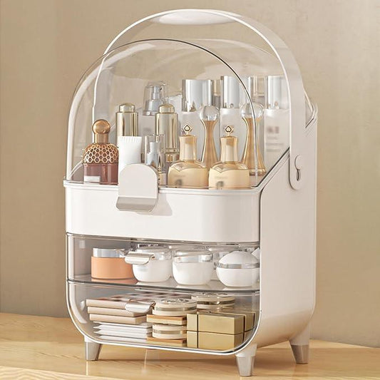 Makeup Organizer Countertop, Skincare Holder Bathroom Counter Organizer, Storage Box Cosmetic Display Cases, Teen Girl Gifts Make up Organizers for Vanity, Dresser (Sliver) - ModernBath