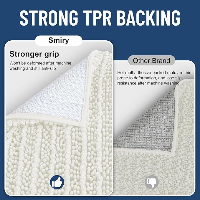 Smiry Bathroom Rugs Mat 30x20, Extra Soft Absorbent Chenille Bath Rugs, Non Slip Rubber Backing Machine Washable Quick Dry Bath Mats for Bathroom Floor, Tub, Shower, Home Decor Accessories, Ivory - ModernBath
