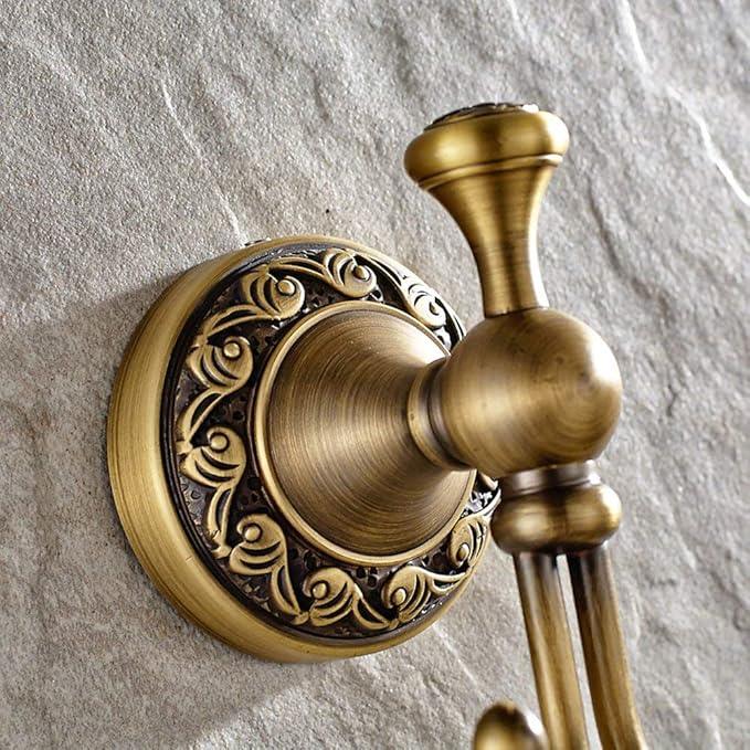 Brass Towel Hook, Antique Brass Bathroom Robe Hooks, Double Rustic Towel Hooks Bath Farmhouse Coat Clothes Hook Wall Mounted for Bathroom Kitchen Washroom Bedroom - ModernBath